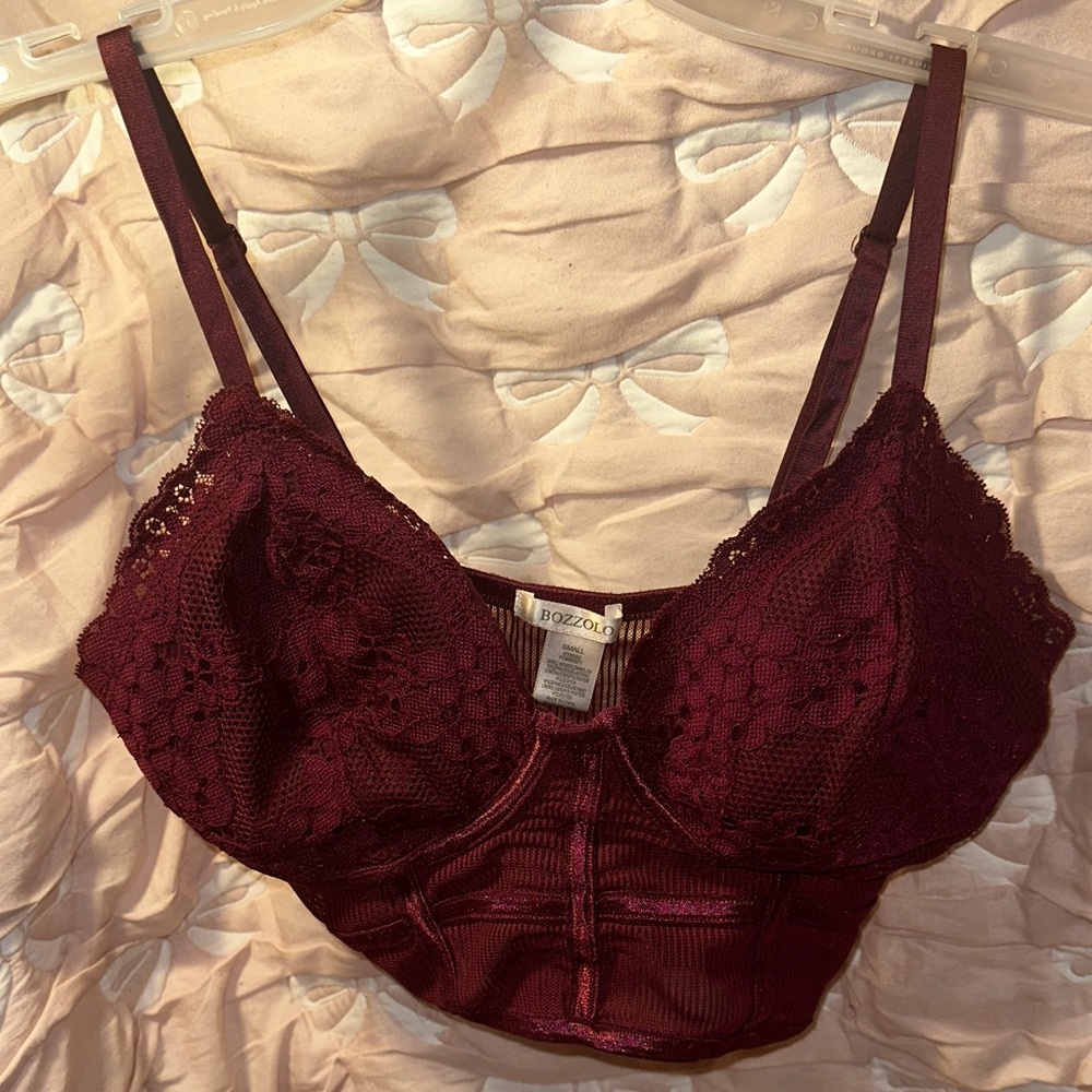 Bozzolo Deep Red Lace Bralette